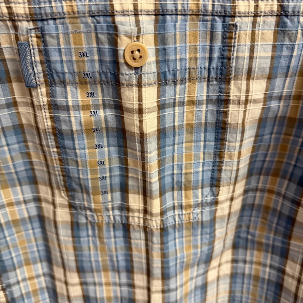 GH Bass Rock River Textured Plaid Shirt Mens 3XL Blue Short Sleeve Button Up NWT - Picture 2 of 8